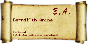 Bernáth Anina névjegykártya